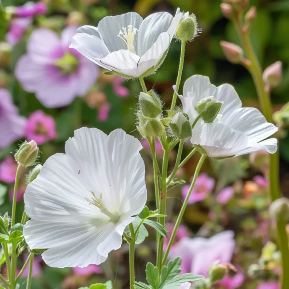 Praktmalva Malope trifida, vit