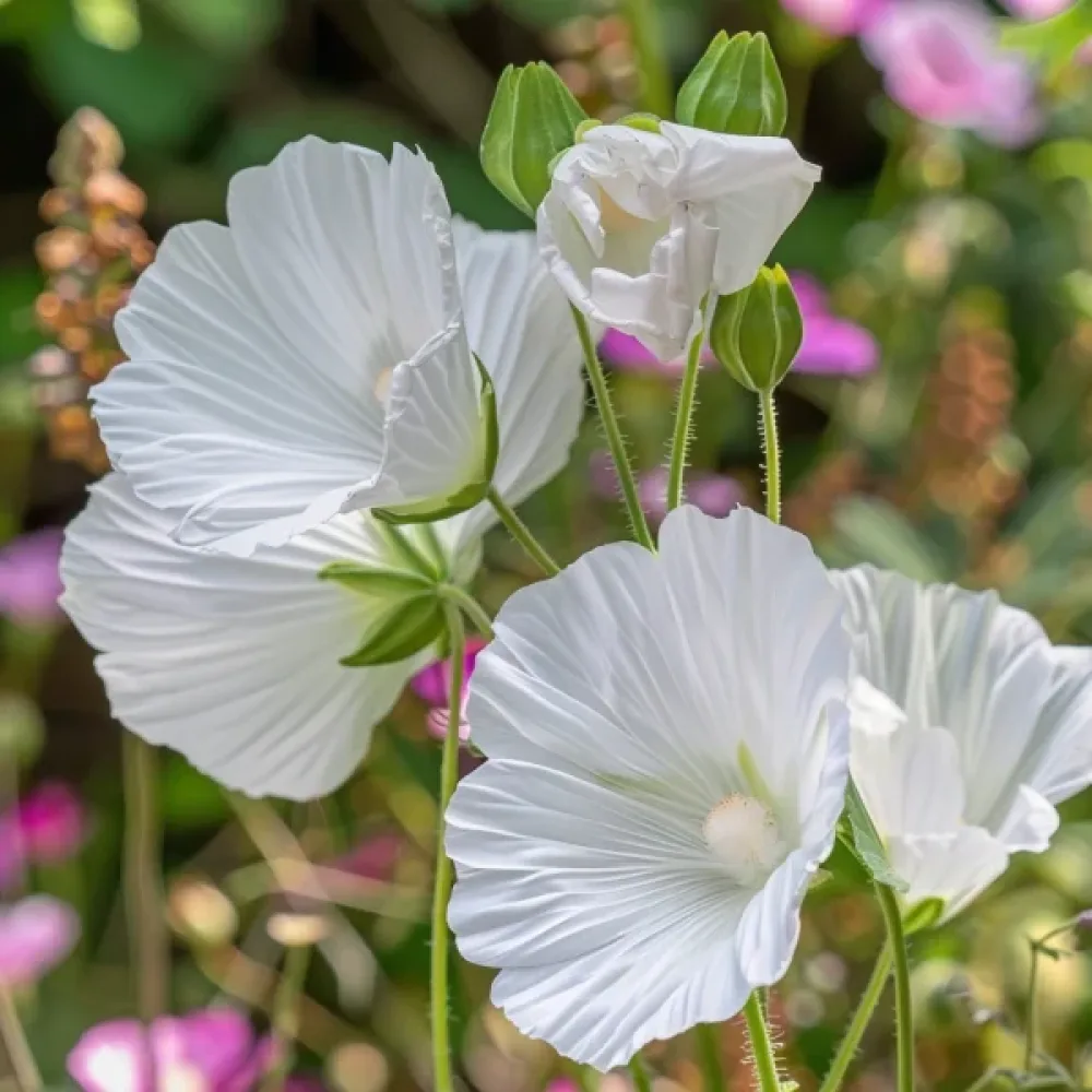 Praktmalva Malope trifida, vit