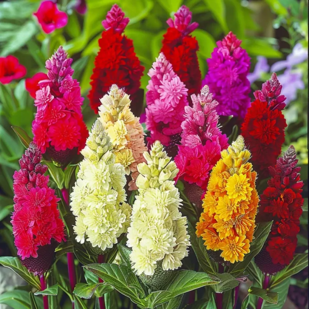 Tuppkam Celosia argentea cristata, mix