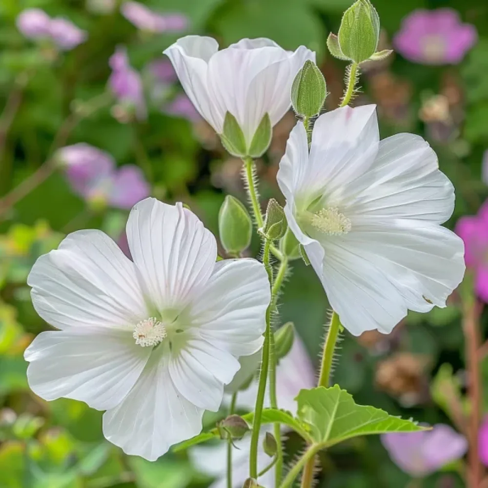 Praktmalva Malope trifida, vit