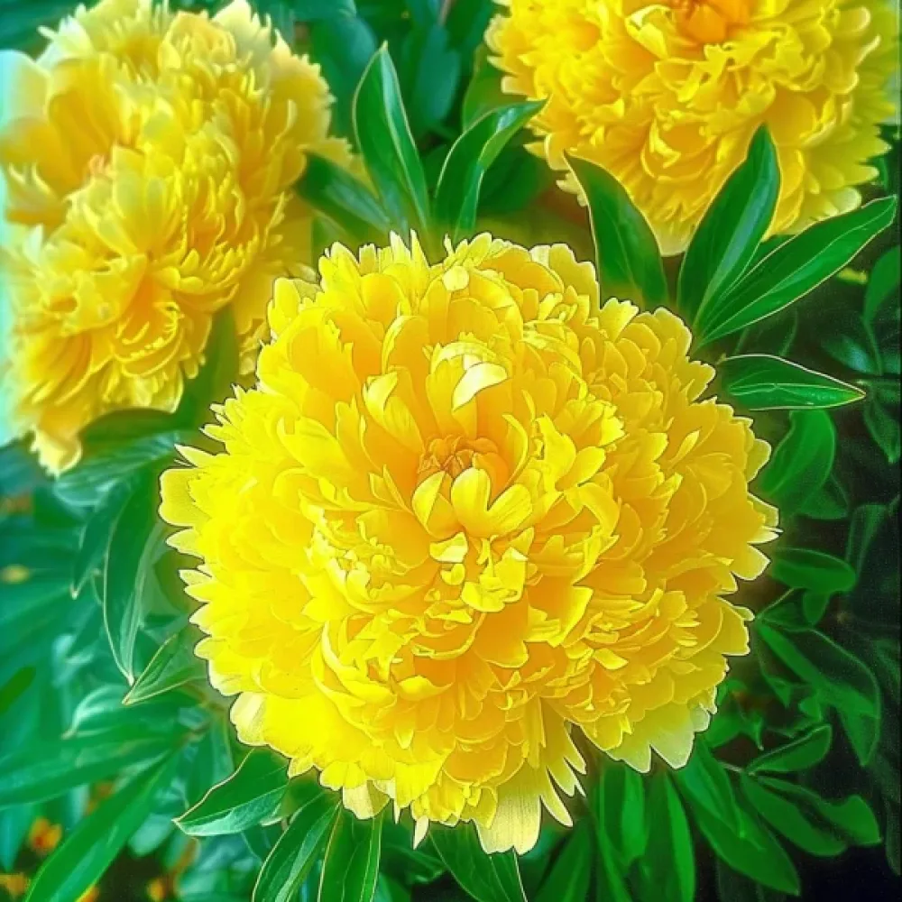 Sommaraster pionblommig – gul