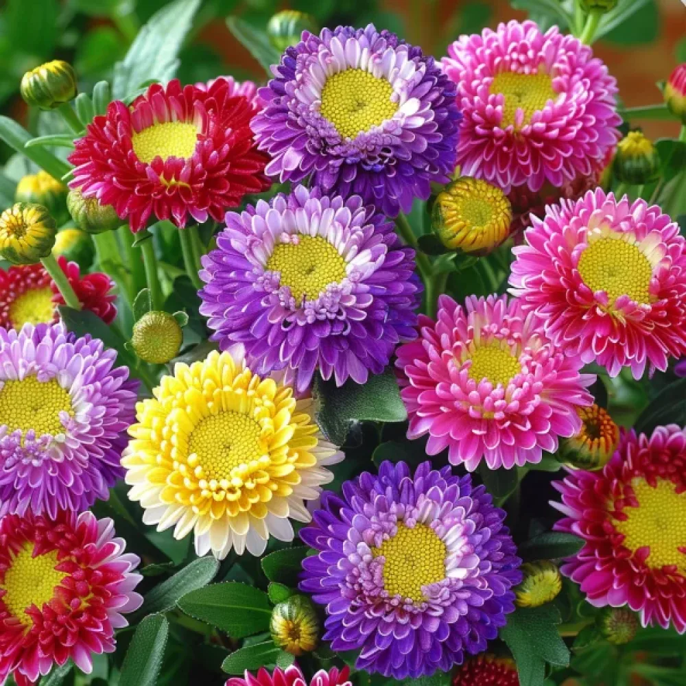 Sommaraster Pompon 'Supreme' – blandning