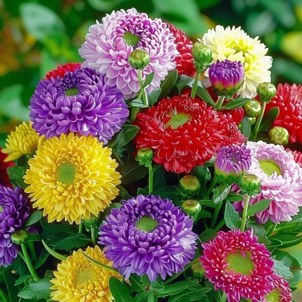 Sommaraster Pompon 'Supreme' – blandning
